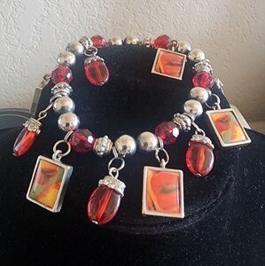 Rare Mary Kay Red and Silver Charm Bracelet